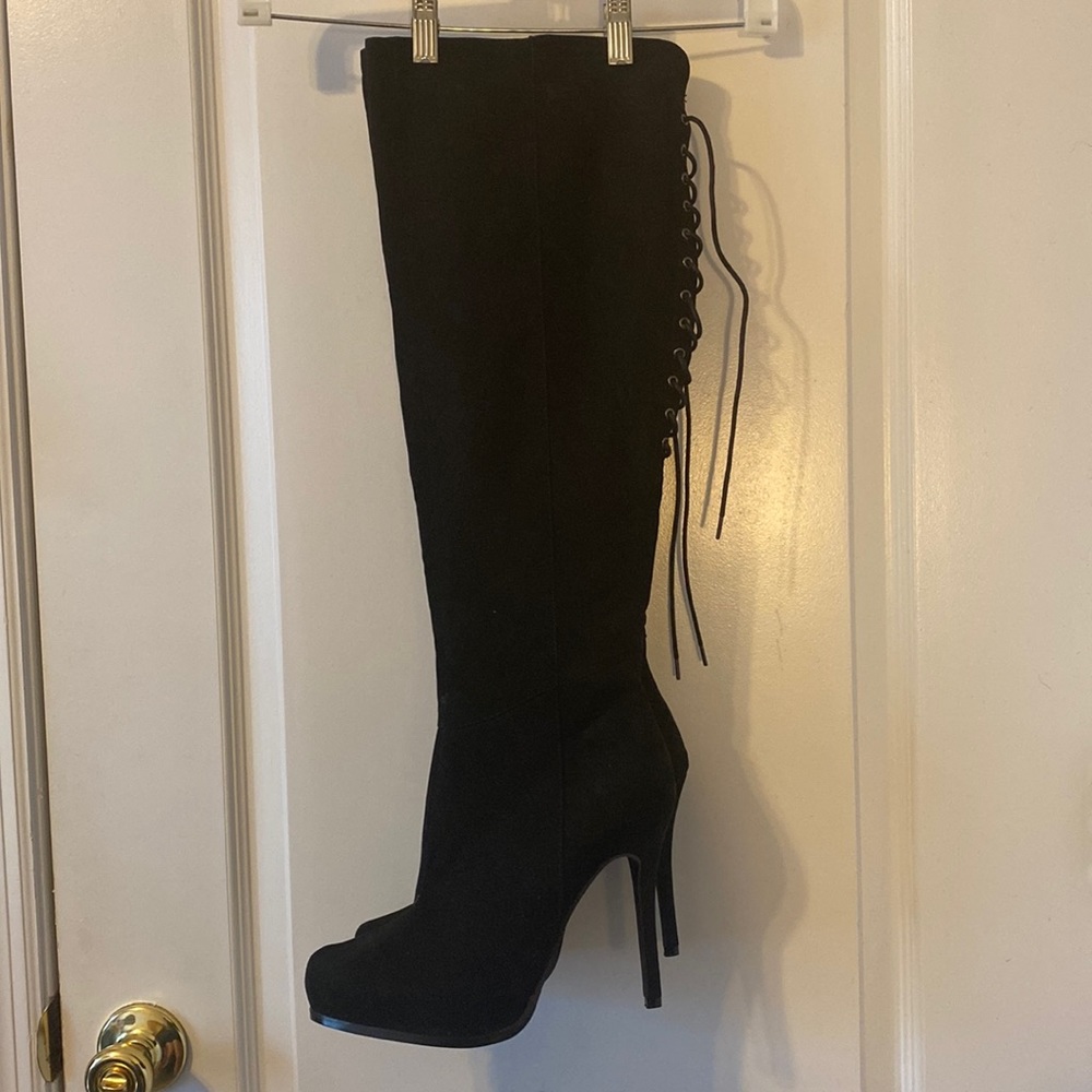 Black Suede Knee-high Boots